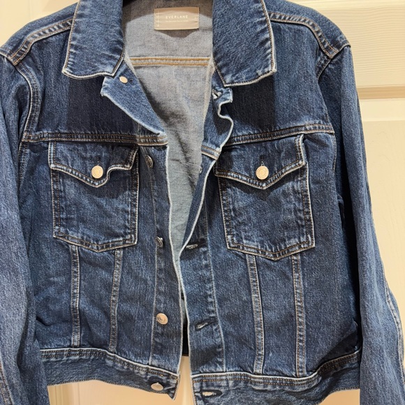 Everlane The Shrunken Denim Jacket Dark Indigo Wash Sz XL - Picture 7 of 12